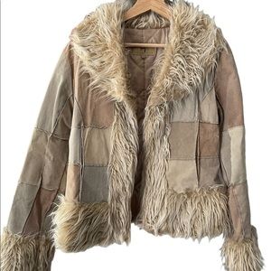 HG collection suede patchwork jacket womens medium